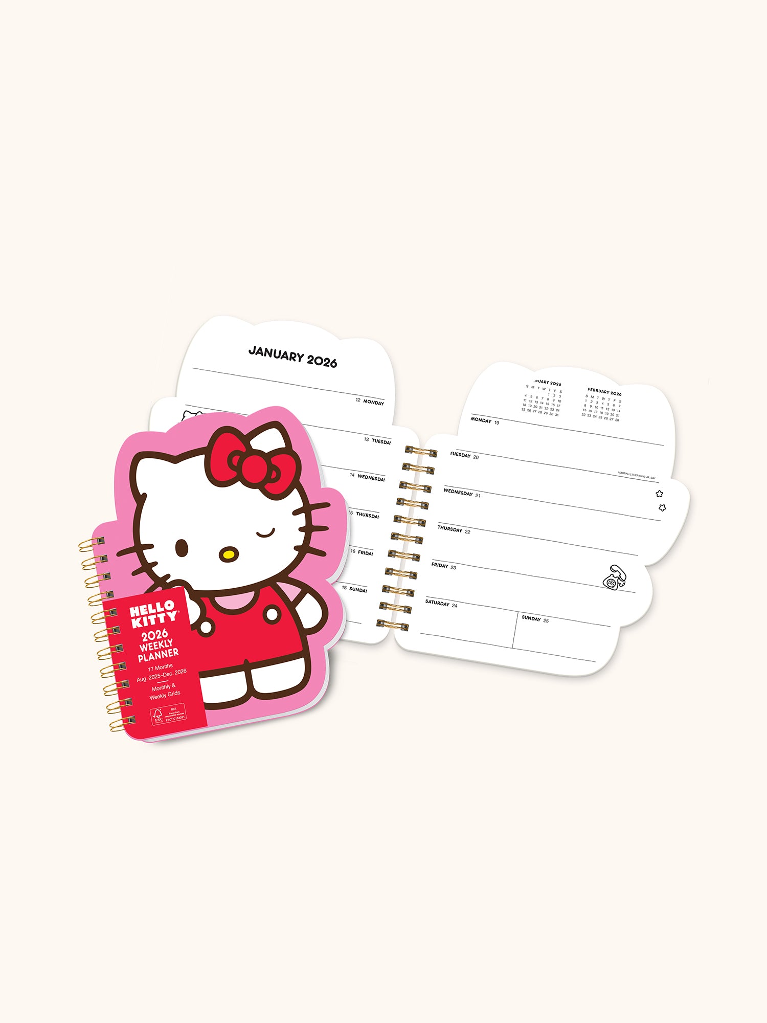 2026 Hello Kitty Playful Pink Die-Cut Weekly Planner – Studio Oh!