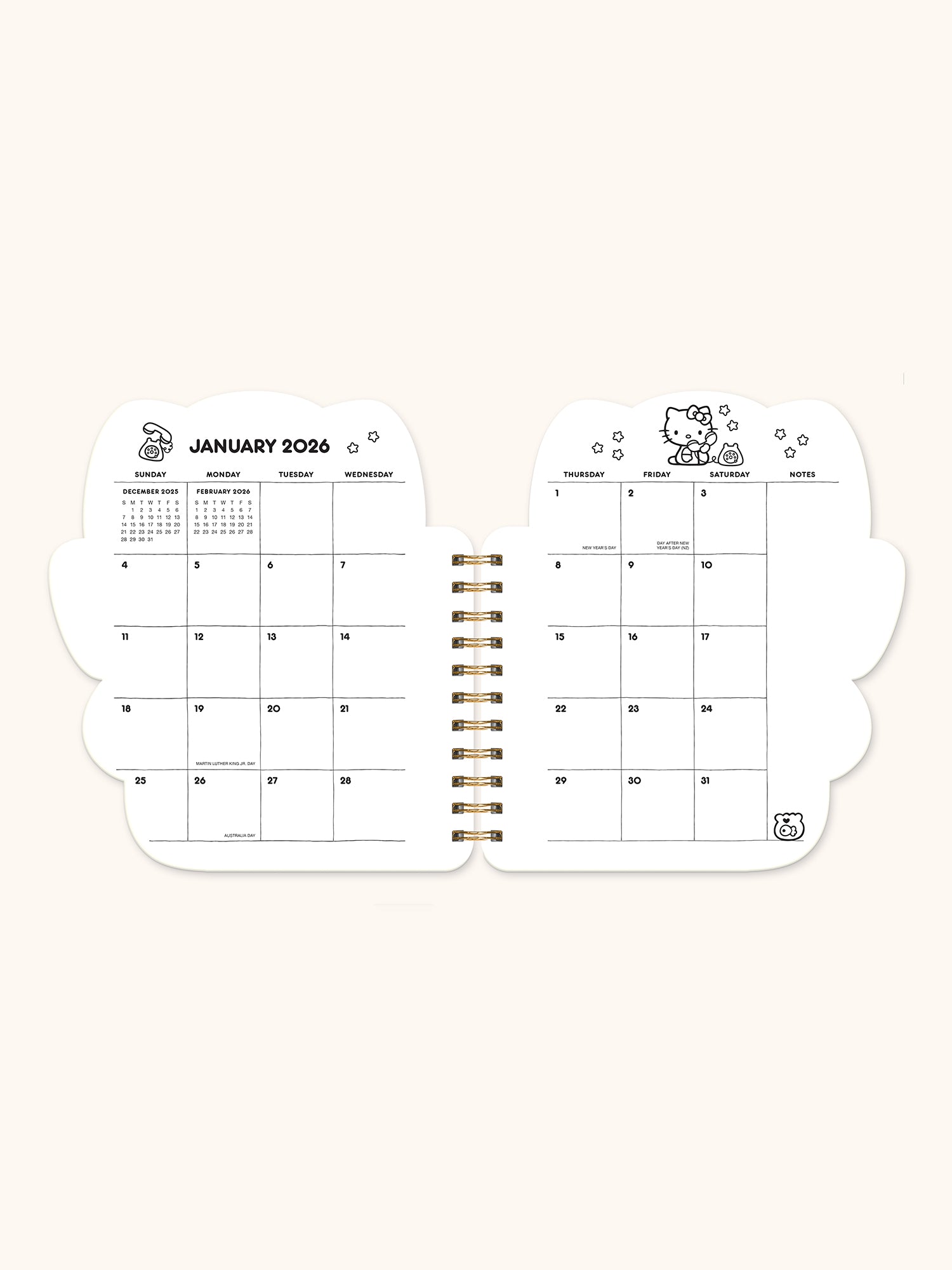 2026 Hello Kitty Playful Pink Die-Cut Weekly Planner