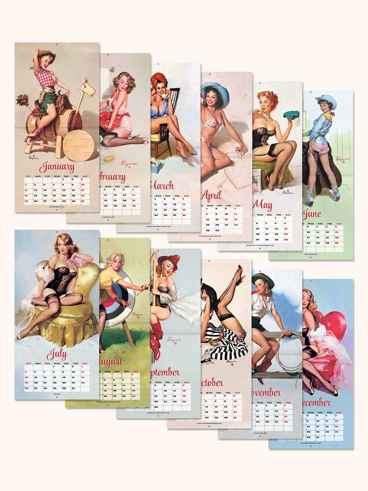 2026 Elvgren: Pin-Up Girls 12" x 12" Wall Calendar