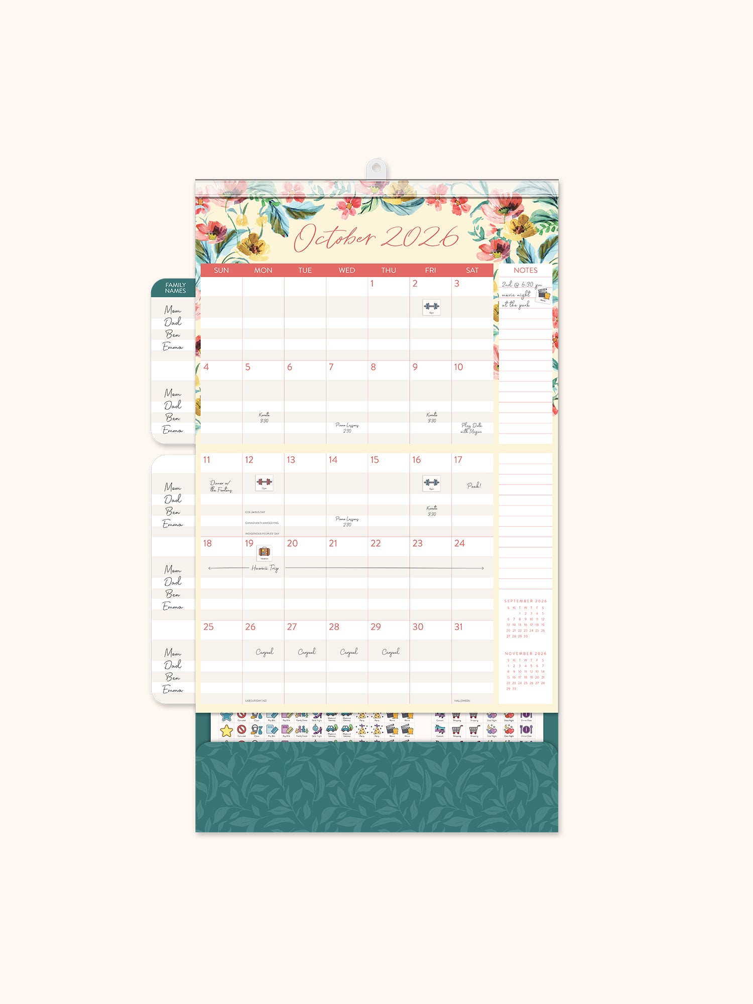 2026 Bella Flora Do It All Wall Calendar