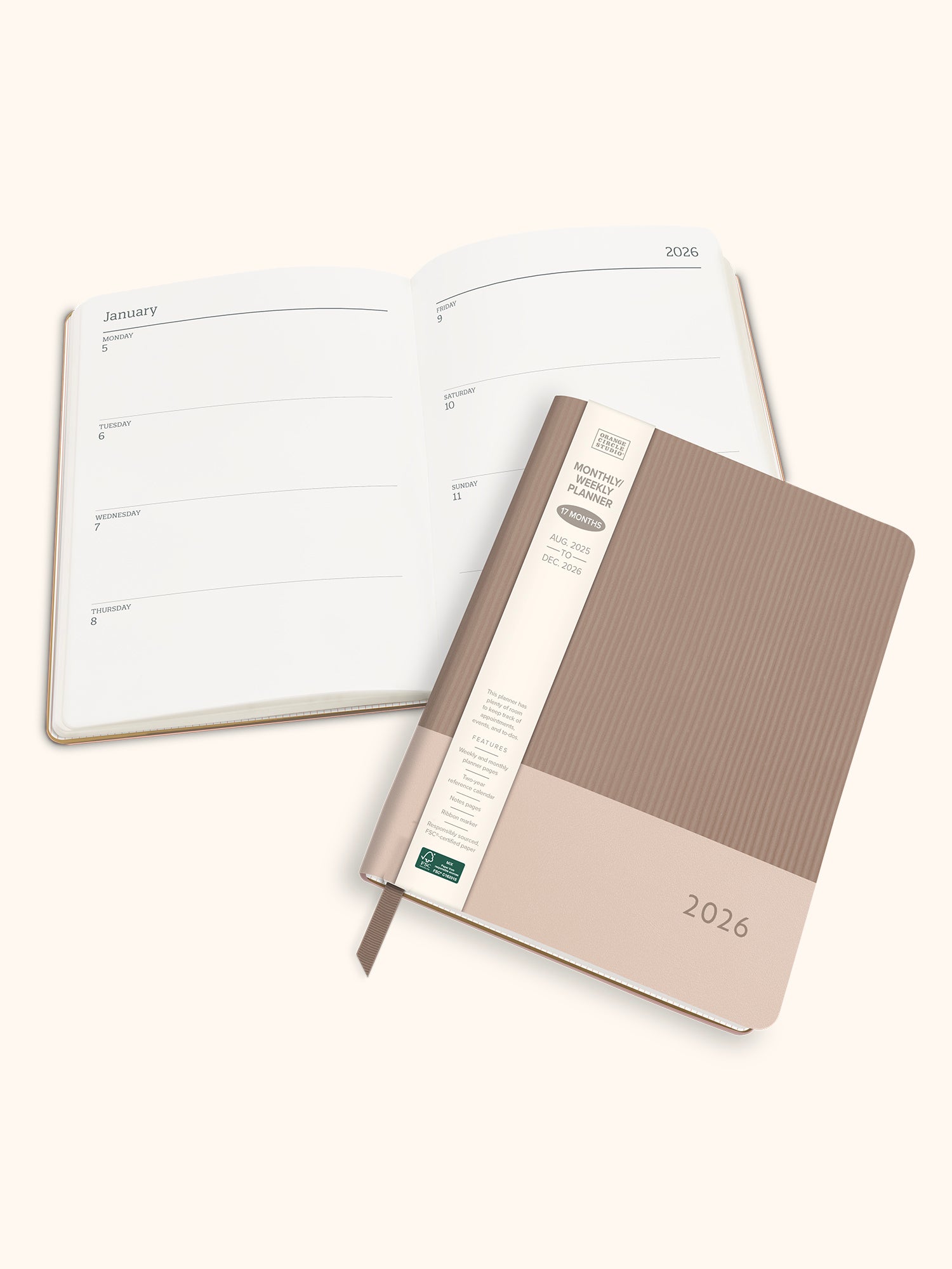2026 Desert Taupe Large Dual-Textured Planner