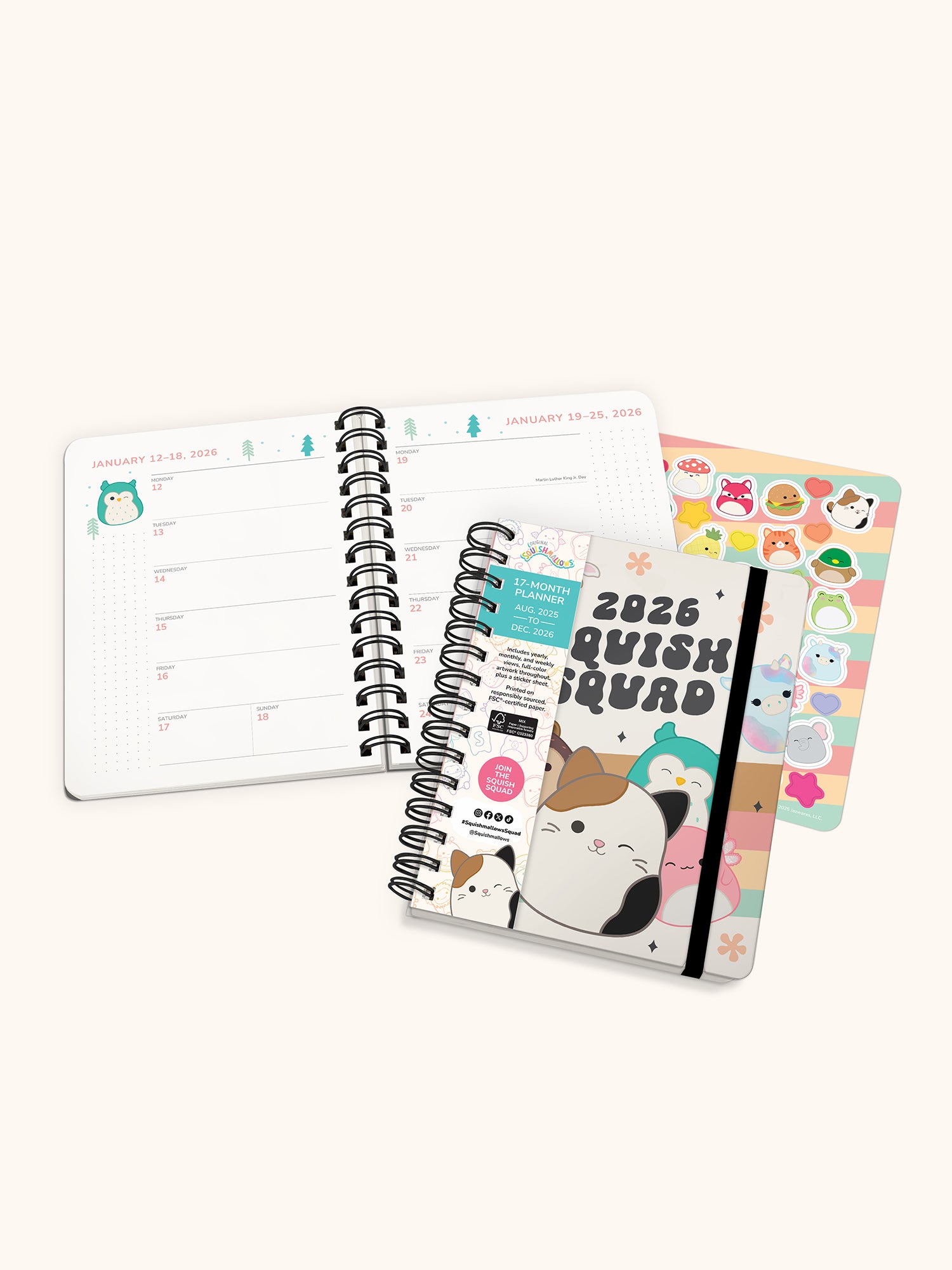 2026 Squishmallows Squish Squad Deluxe Compact Flexi Planner