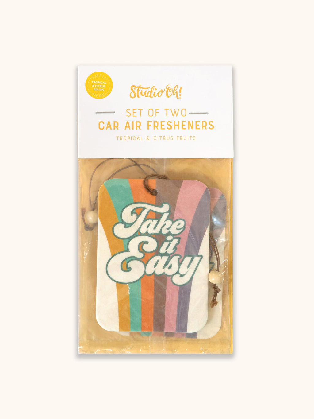  Studio Oh! Car Air Fresheners - Pack of 2 Scented Hanging Car  Odor Eliminator - Unique Design with Decorative Bead - Citrus Bliss :  Automotive