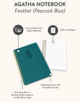 Feather (Peacock Blue) Agatha Notebook