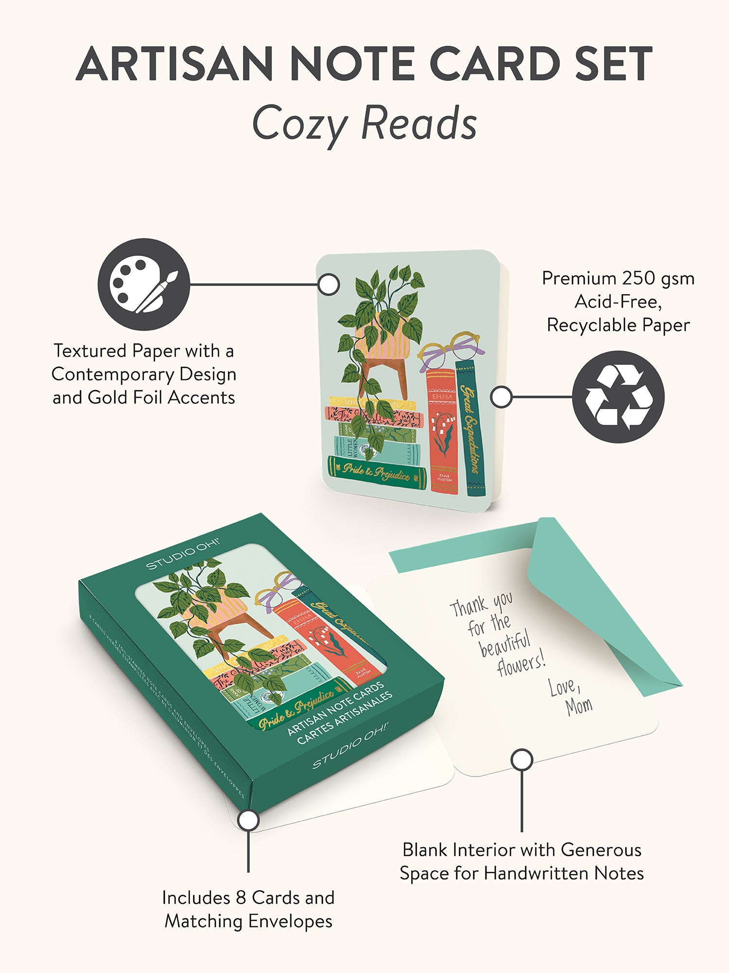 Cozy Reads Artisan Note Card Set – Studio Oh!