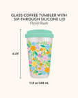 Floral Rush Glass Coffee Tumbler