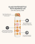 On the Sunny Side Glass Water Bottle with Bamboo Lid