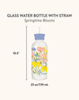 Spring Time Blooms Glass Water Bottle with Straw