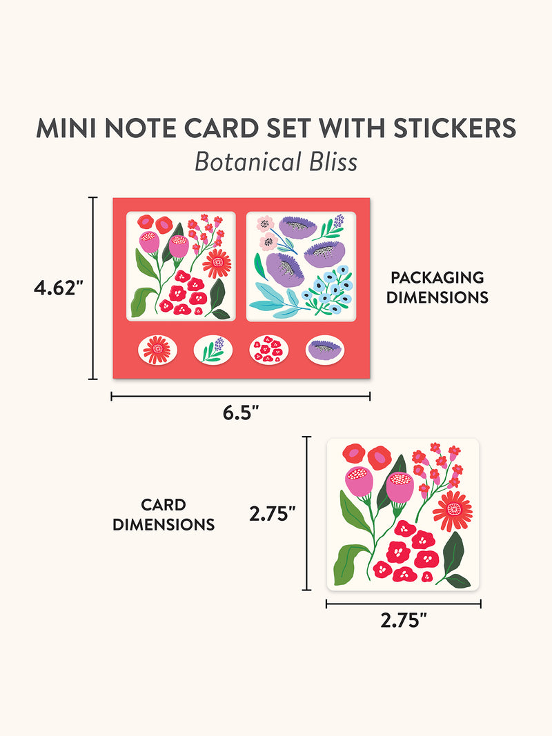 Botanical Bliss Mini Notecard Set with Stickers