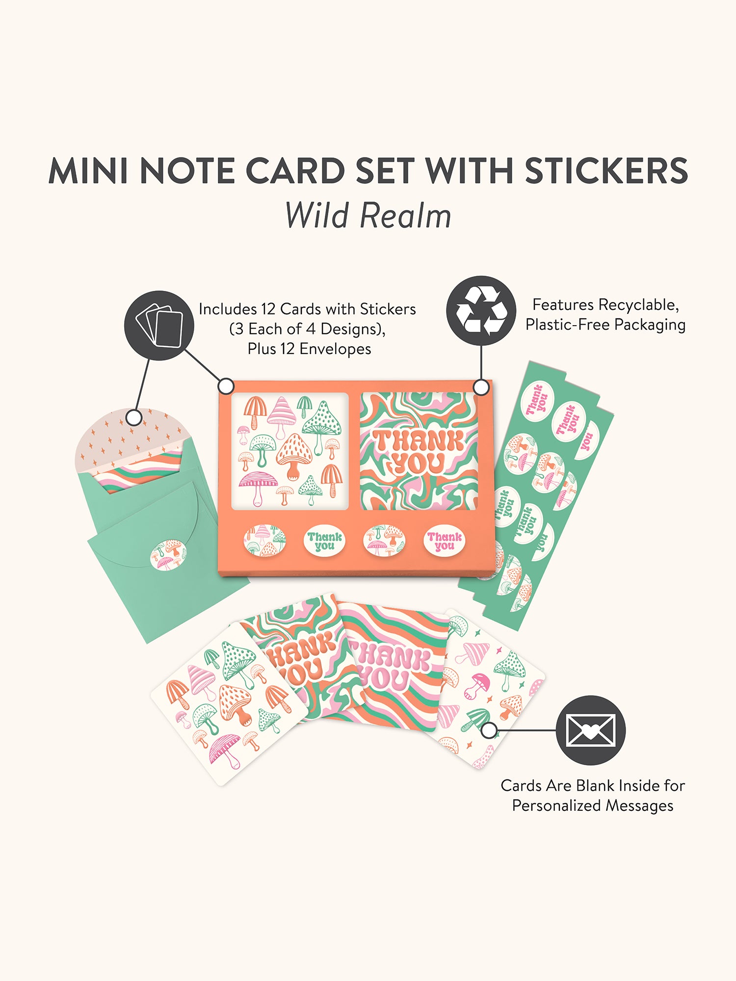 Wild Realm Mini Note card Set with Stickers