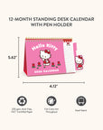 2026 Hello Kitty Playful Pink Standing Desk Easel Calendar with Pen Holder