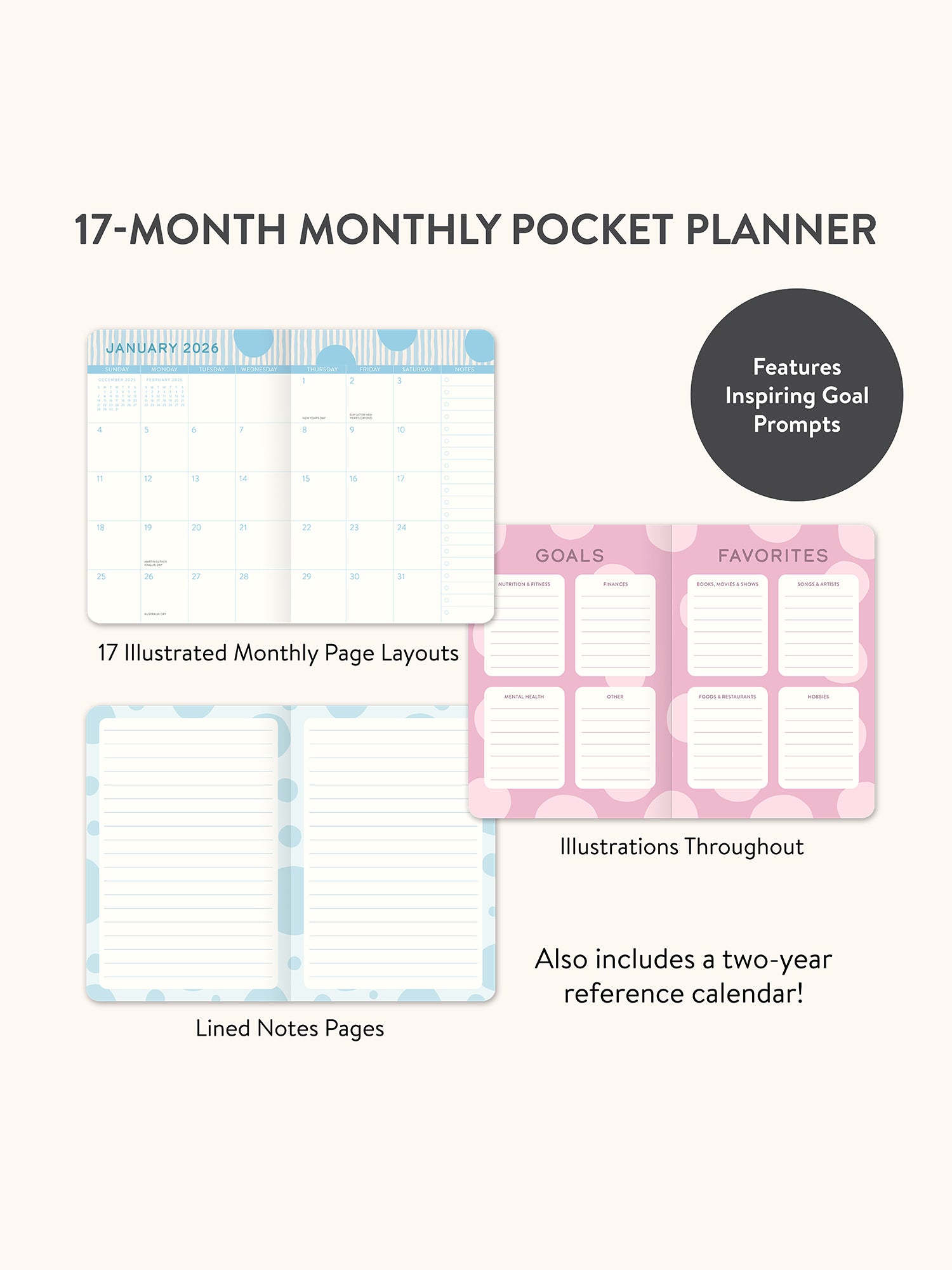 2026 Darling Dots Monthly Pocket Planner
