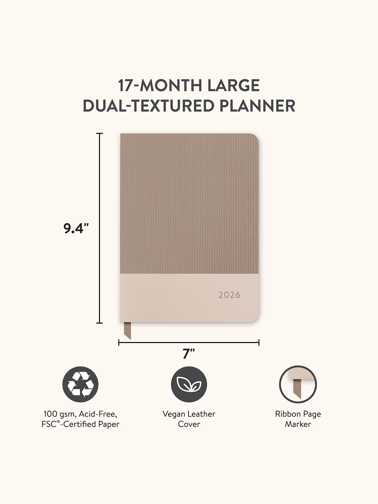 2026 Desert Taupe Large Dual-Textured Planner