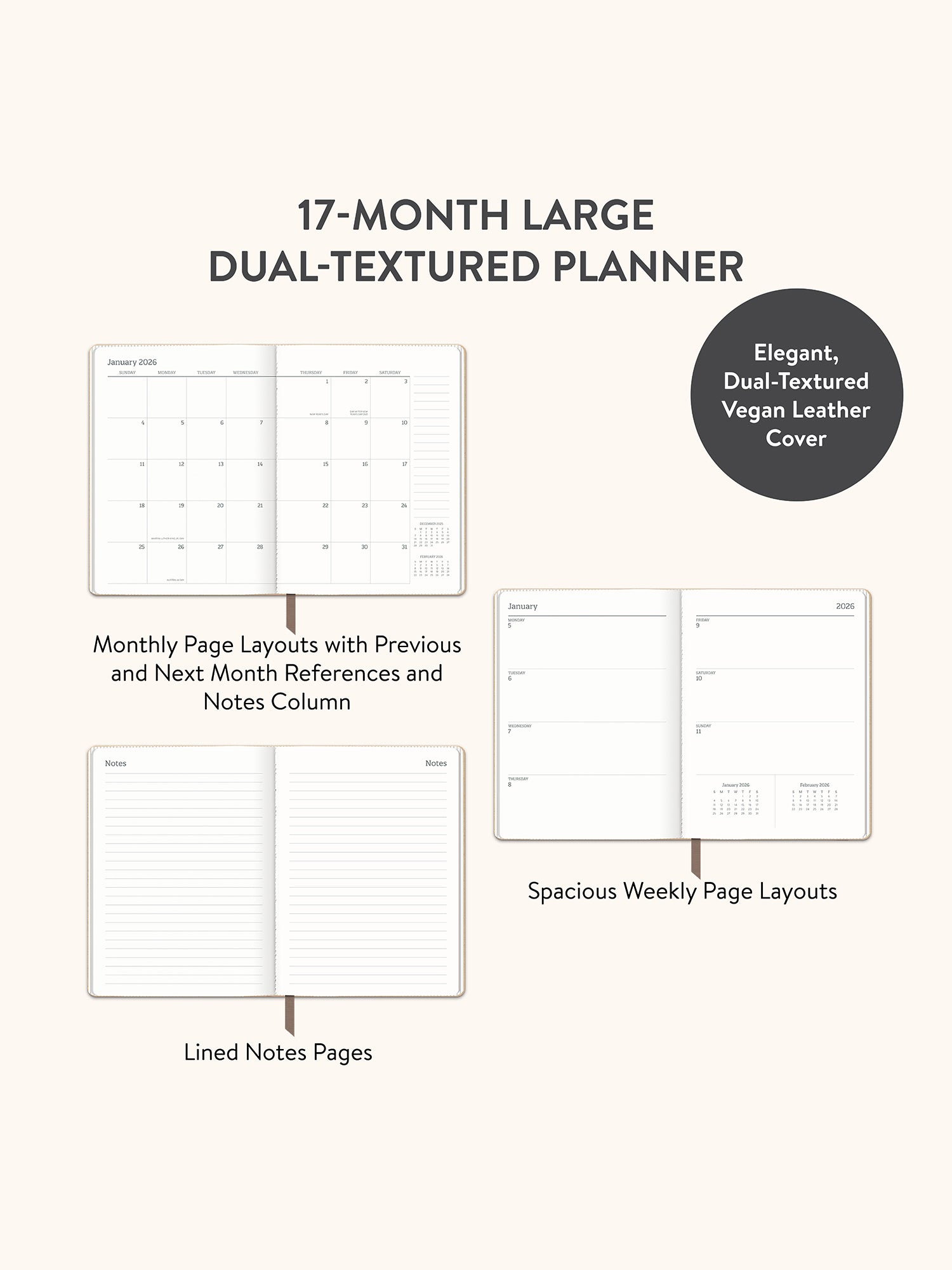 2026 Desert Taupe Large Dual-Textured Planner