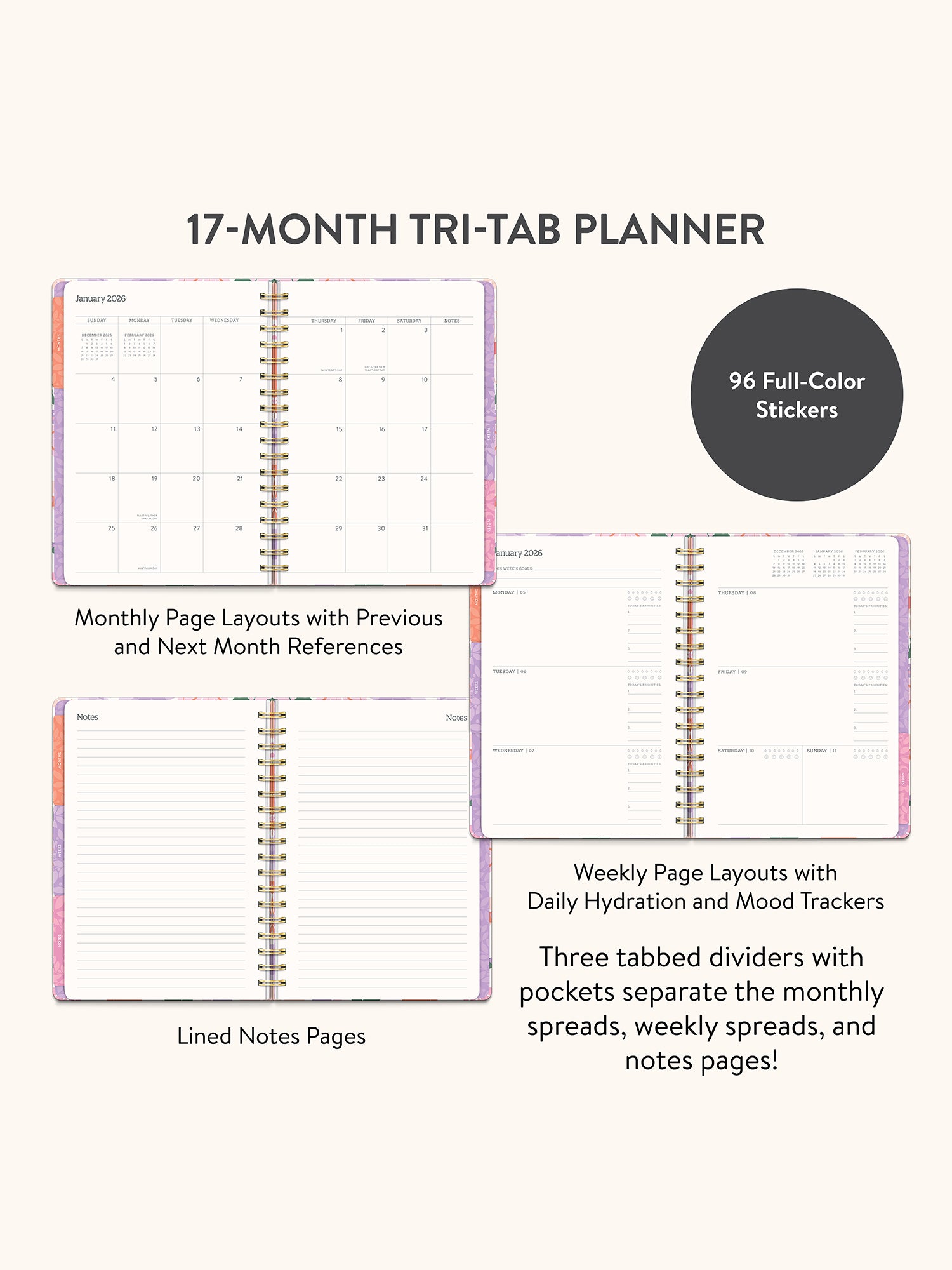 2026 Secret Garden Tri-Tab Planner