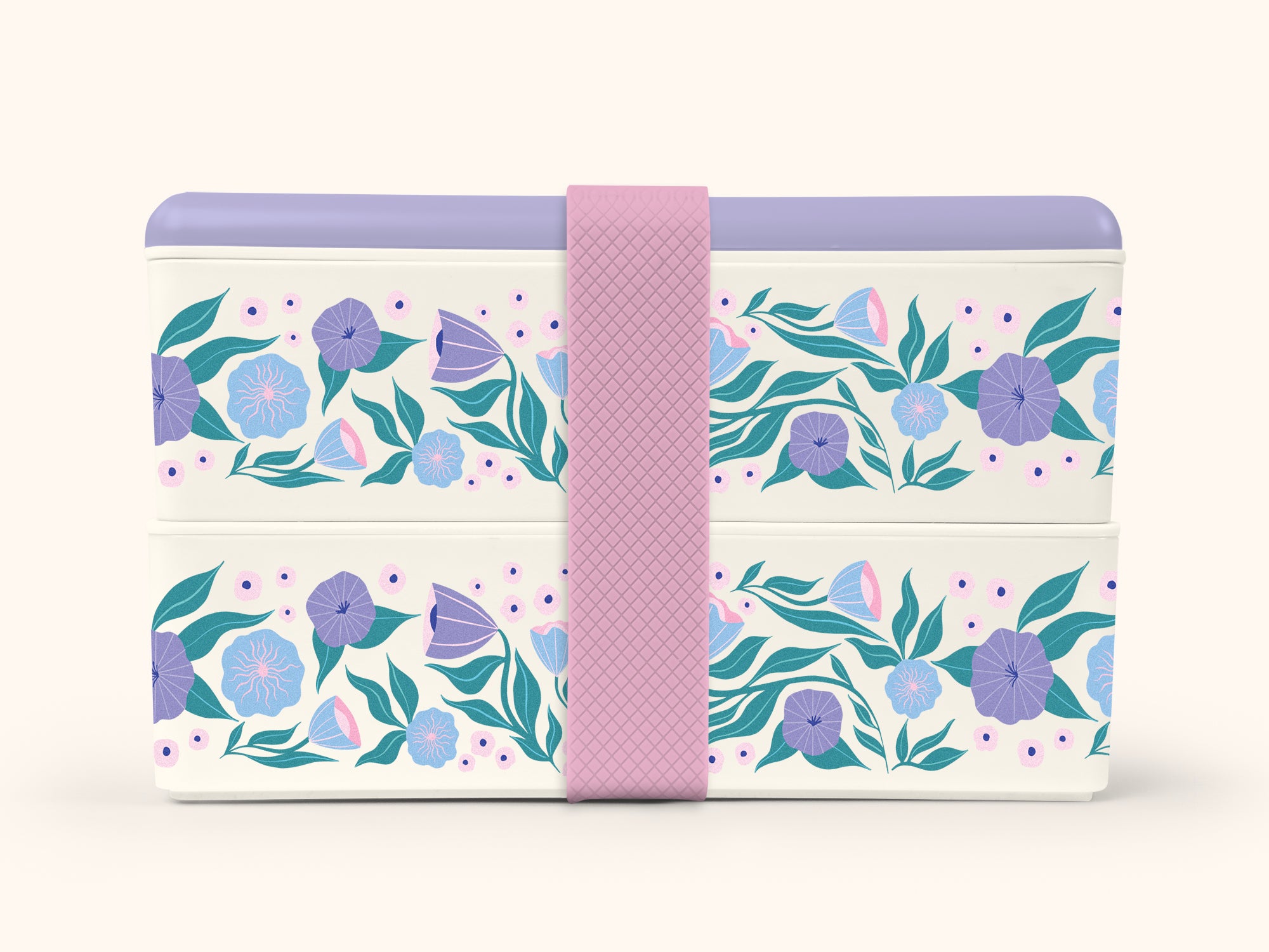 Folk Art Flowers Lavender Snack Size Bento Box