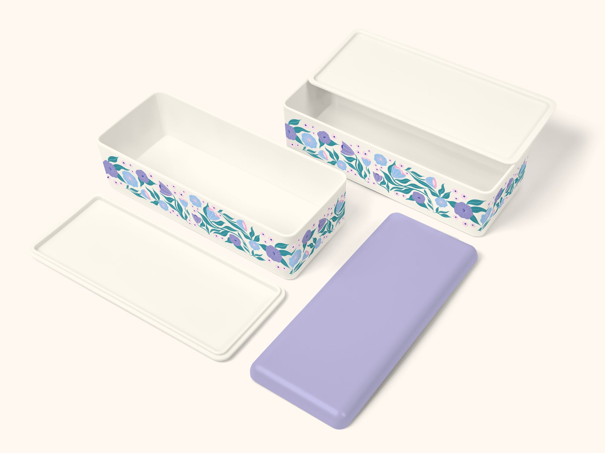 Folk Art Flowers Lavender Snack Size Bento Box