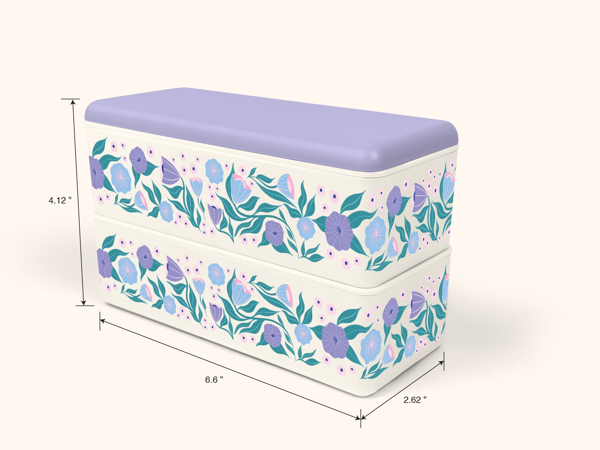 Folk Art Flowers Lavender Snack Size Bento Box