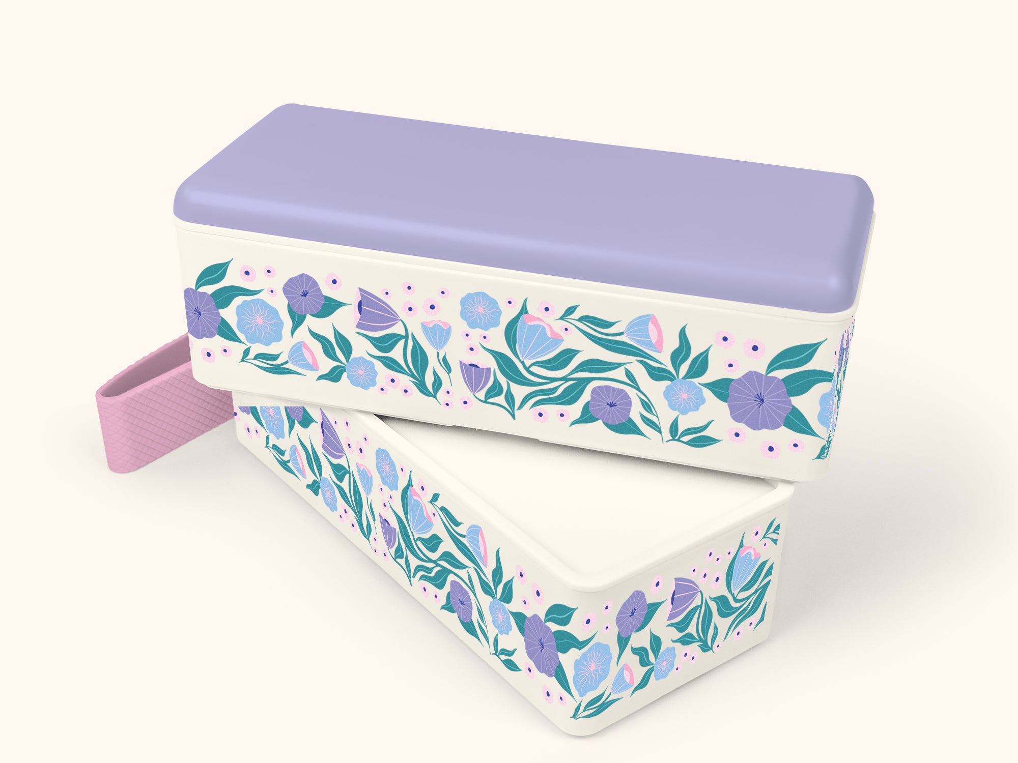 Folk Art Flowers Lavender Snack Size Bento Box