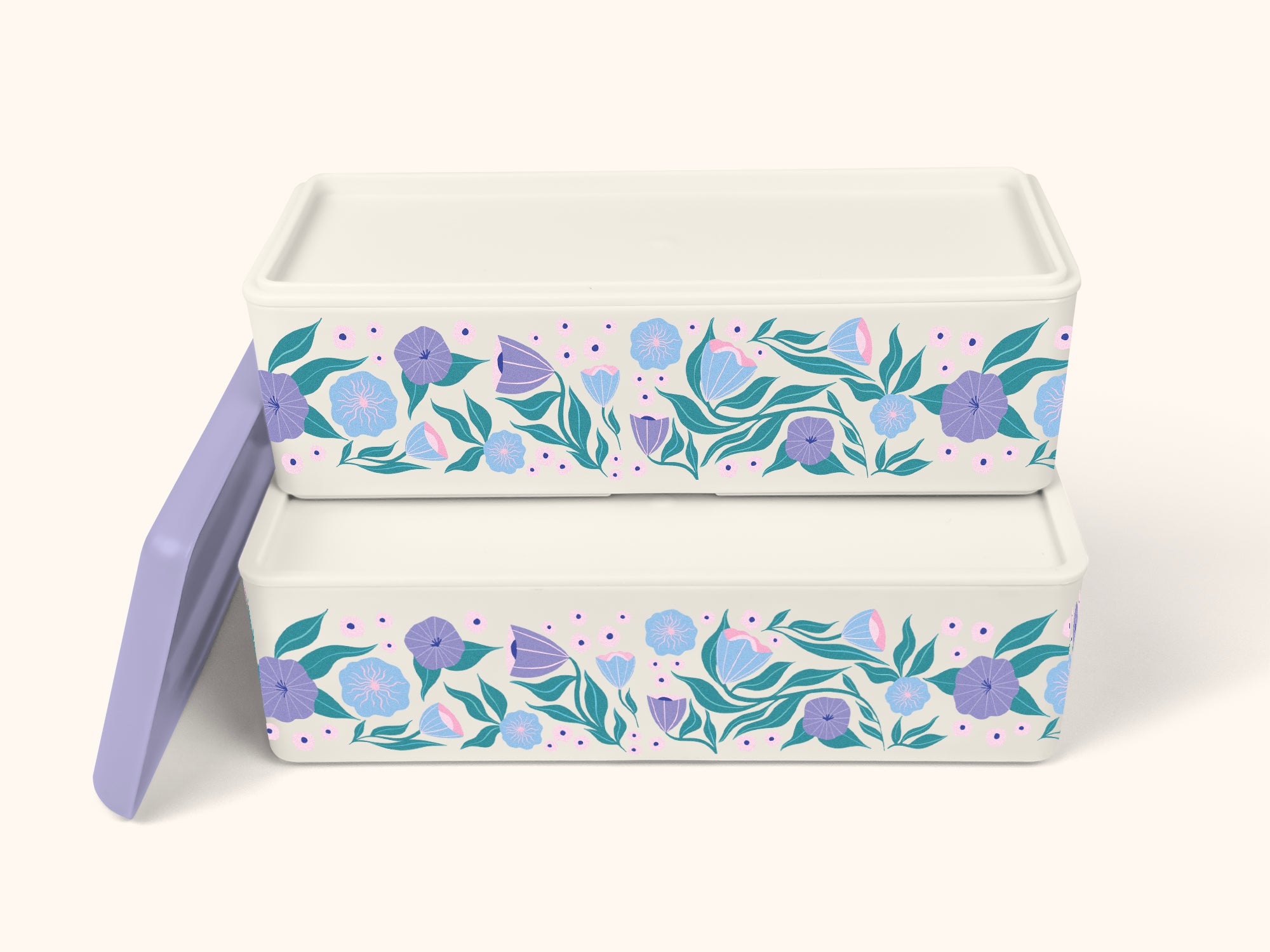 Folk Art Flowers Lavender Snack Size Bento Box