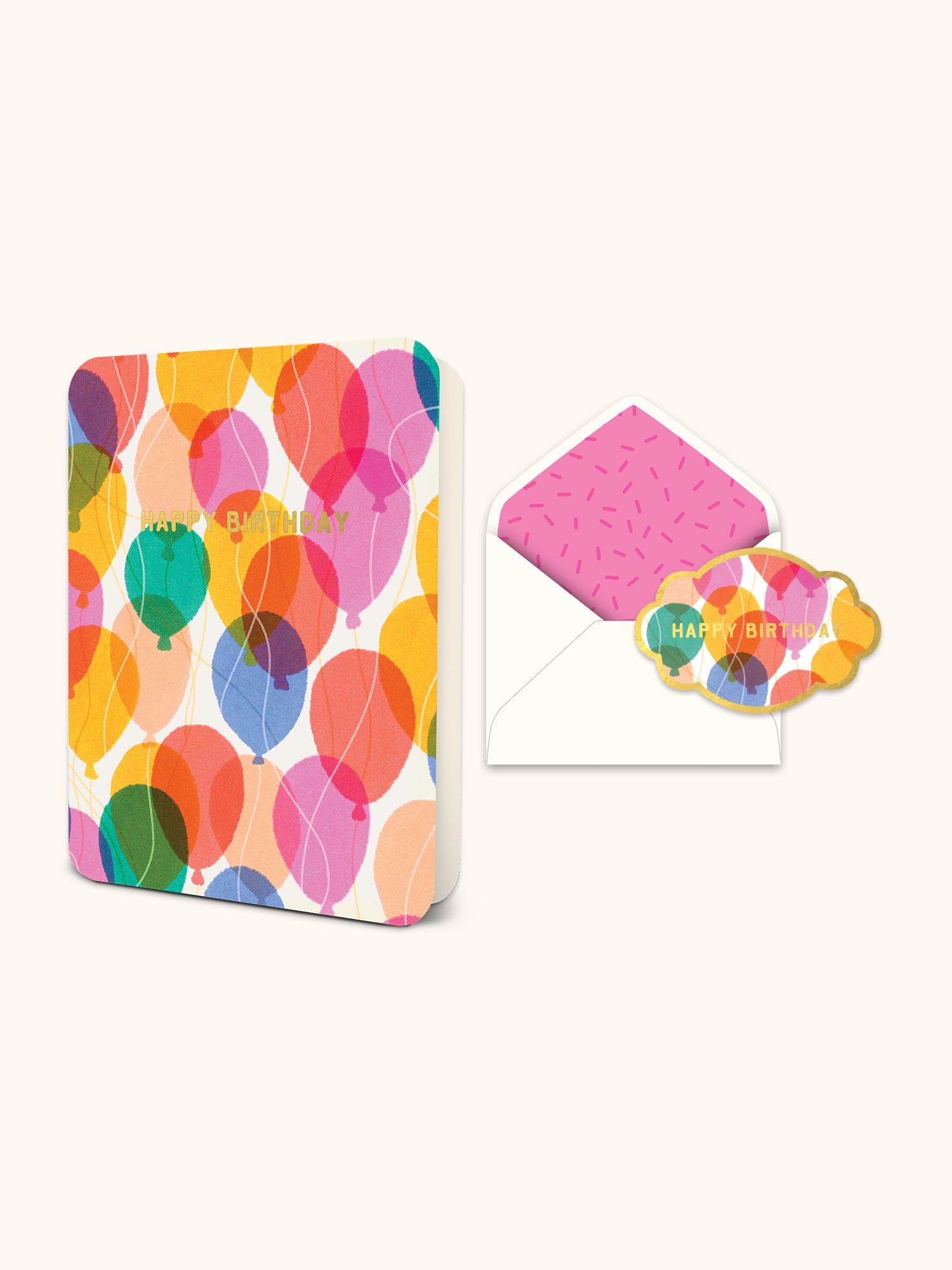 Happy Birthday Colorful Balloons Deluxe Greeting Card