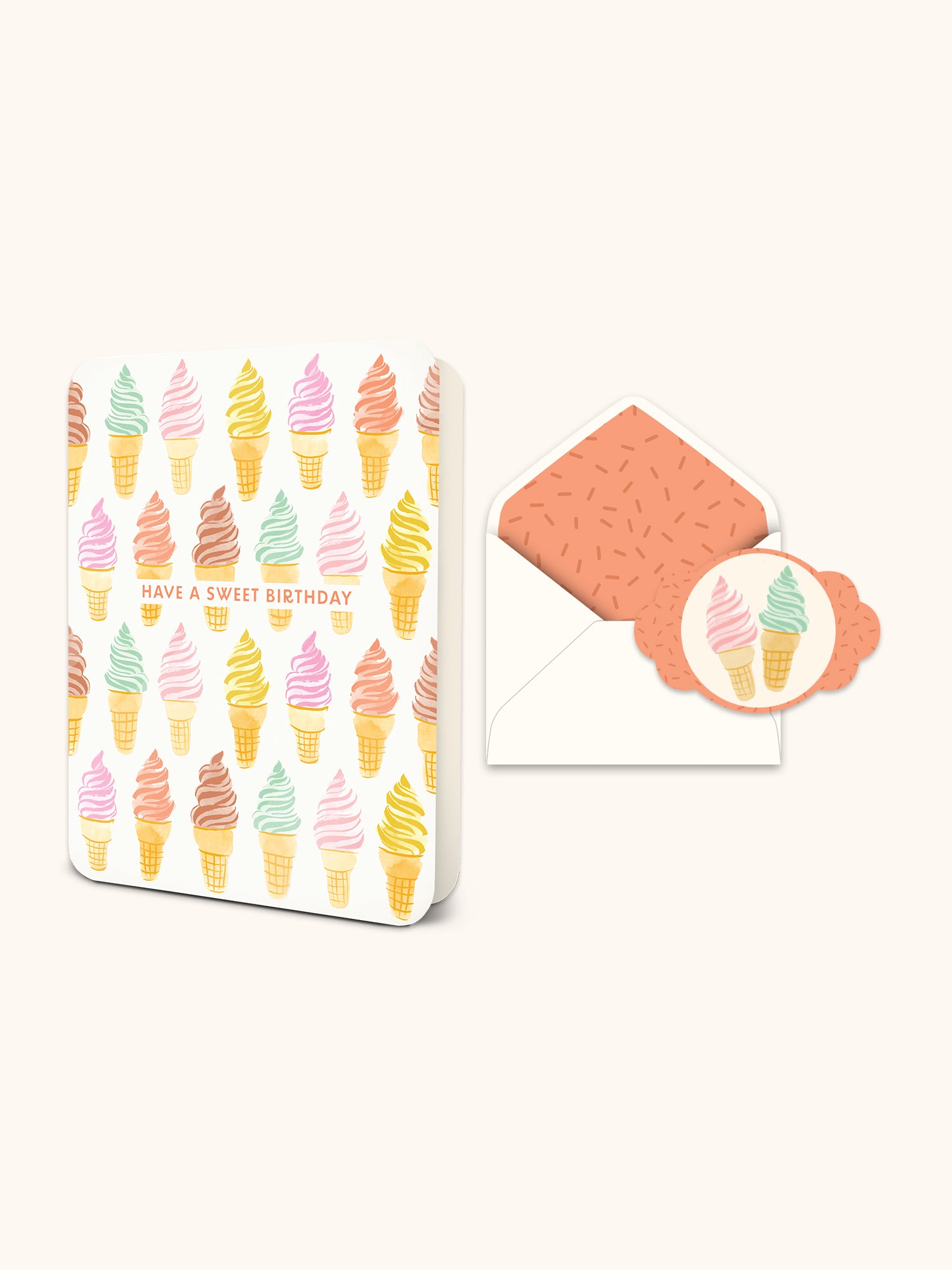 Sweet Birthday Cones Deluxe Greeting Card