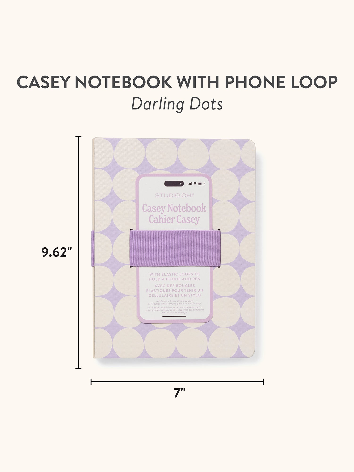 Darling Dots Casey Notebook with Phone Loop