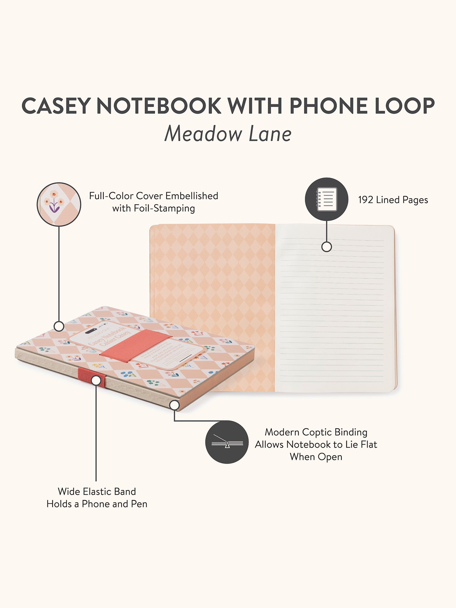 Meadow Lane Casey Notebook with Phone Loop