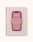 Peach & Green Grid Casey Notebook with Phone Loop