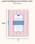 Pink Stripes Casey Notebook with Phone Loop