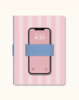 Pink Stripes Casey Notebook with Phone Loop