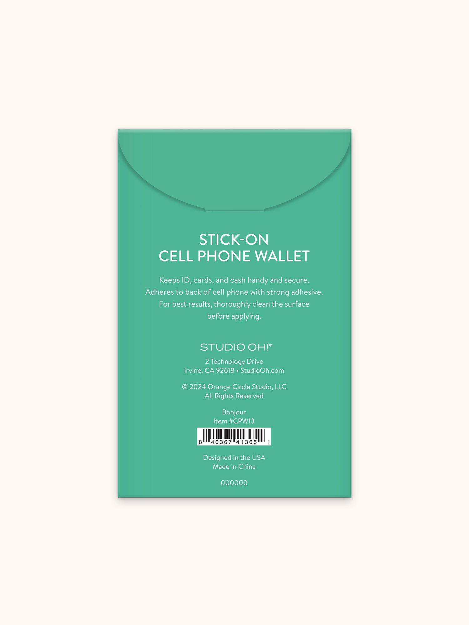 Bonjour Stick-On Cell Phone Wallet