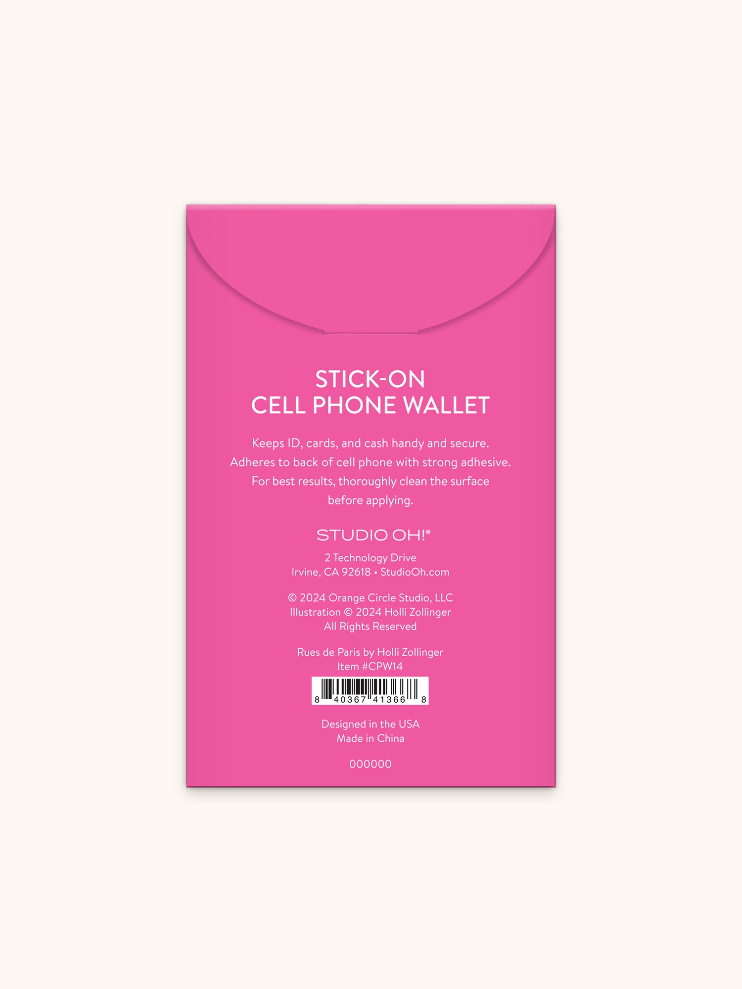 Rues De Paris Stick-On Cell Phone Wallet