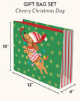 Cheery Christmas Dog Large Gift Bag Set