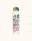 Daisy Maze Glass Water Bottle with Bamboo Lid