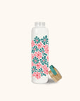 Daisy Maze Glass Water Bottle with Bamboo Lid
