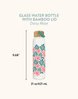 Daisy Maze Glass Water Bottle with Bamboo Lid