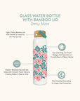 Daisy Maze Glass Water Bottle with Bamboo Lid