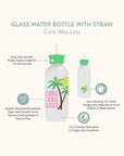 Care Way Less Glass Water Bottle with Straw