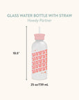 Howdy Partner Glass Water Bottle with Straw