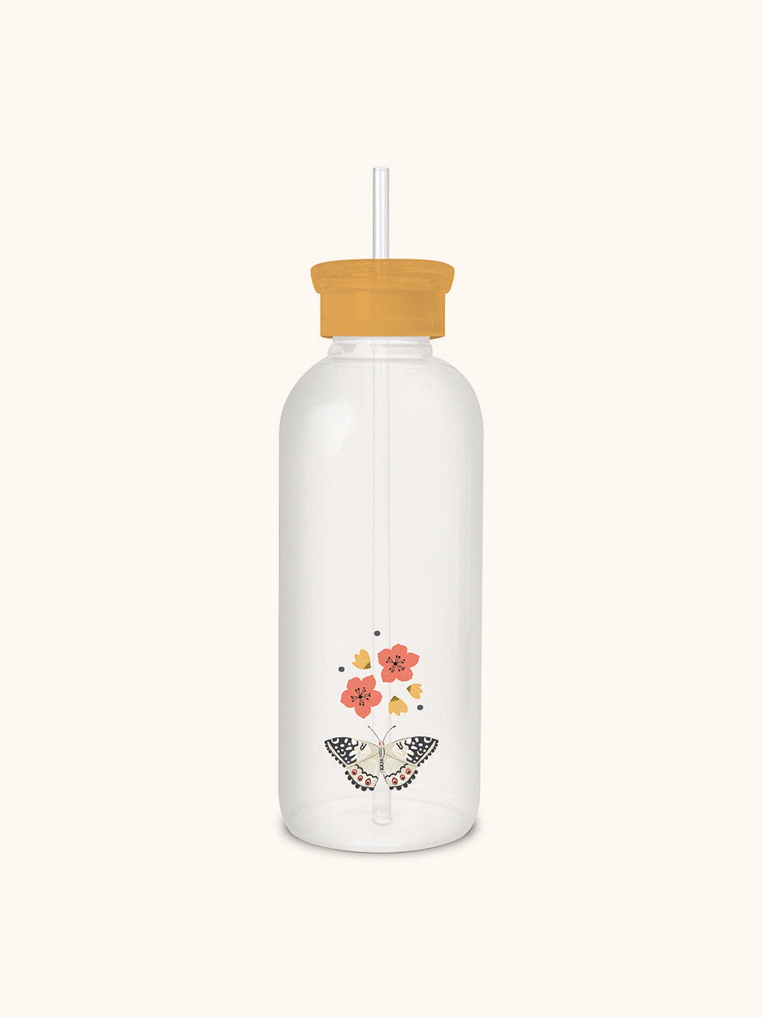 Grow Evolve Transform Glass Water Bottle with Straw