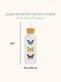 Grow Evolve Transform Glass Water Bottle with Straw