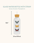 Grow Evolve Transform Glass Water Bottle with Straw