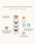Grow Evolve Transform Glass Water Bottle with Straw