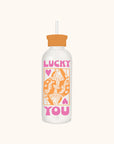Lucky You Glass Water Bottle with Straw