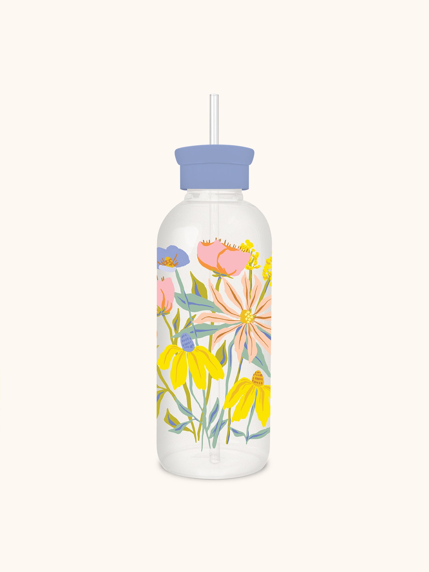 Spring Time Blooms Glass Water Bottle with Straw – Studio Oh!