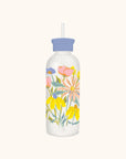 Spring Time Blooms Glass Water Bottle with Straw
