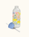 Spring Time Blooms Glass Water Bottle with Straw