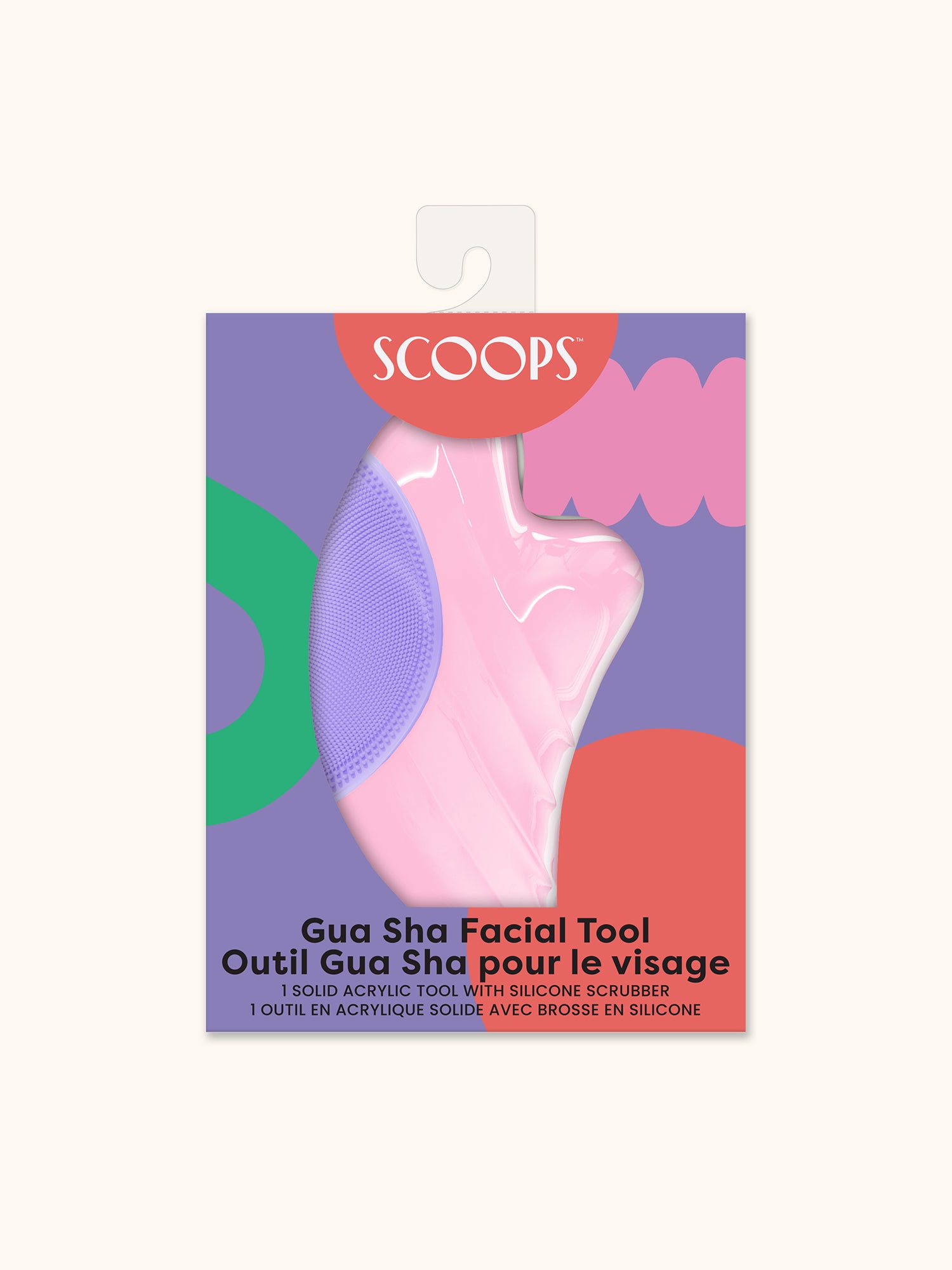 SCOOPS Beauty Gua Sha Facial Tool, Purple Doodles