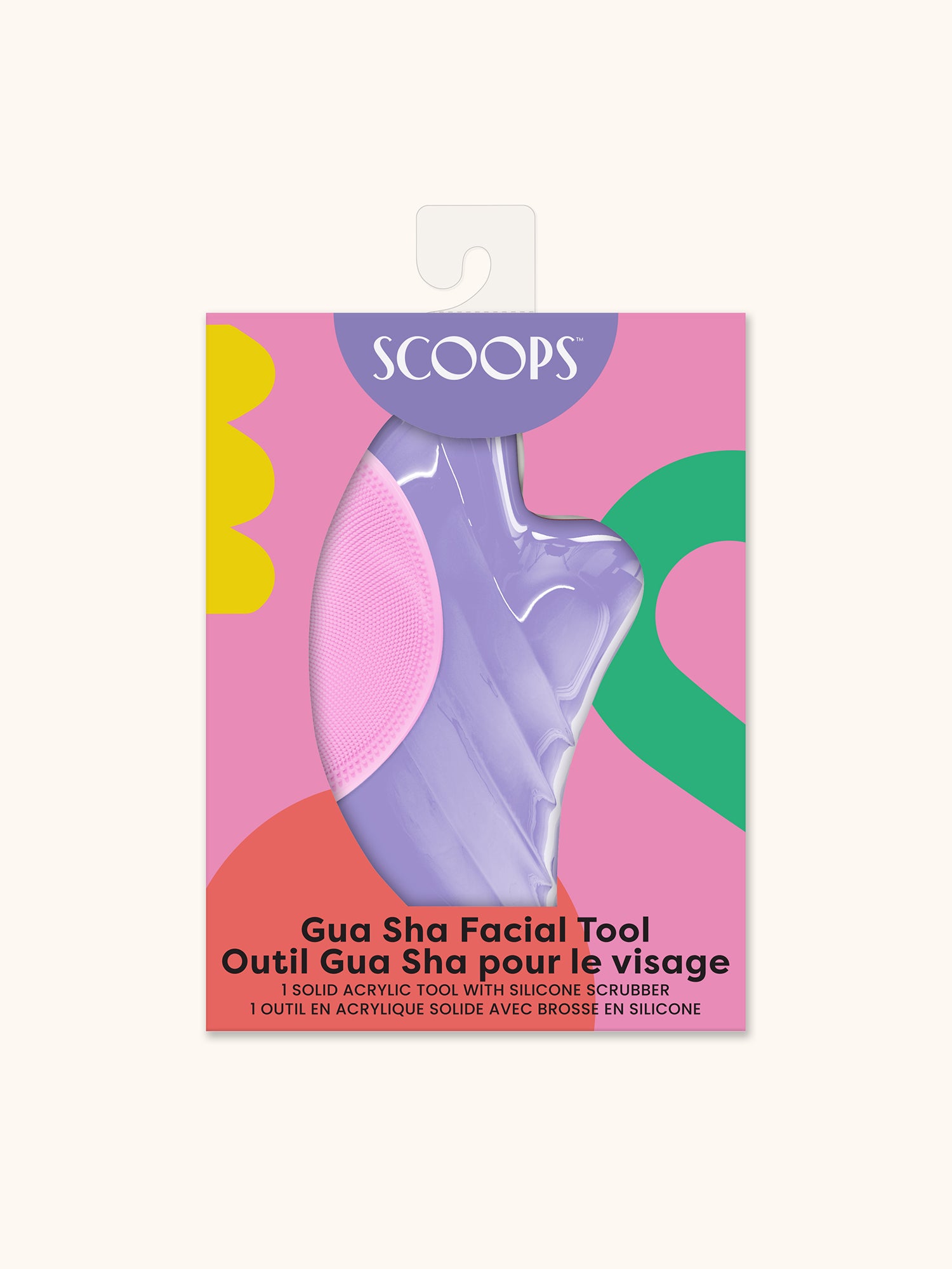 SCOOPS Beauty Gua Sha Facial Tool, Pink Doodles
